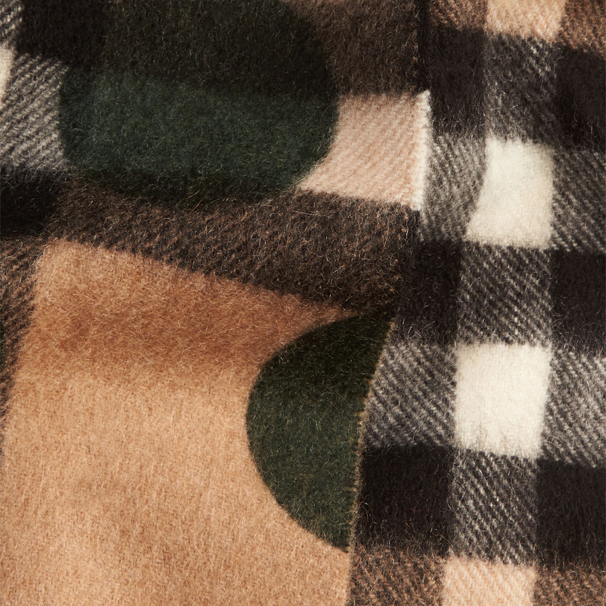 Mini écharpe classique en cachemire à motif check et à pois - Dark Forest Green