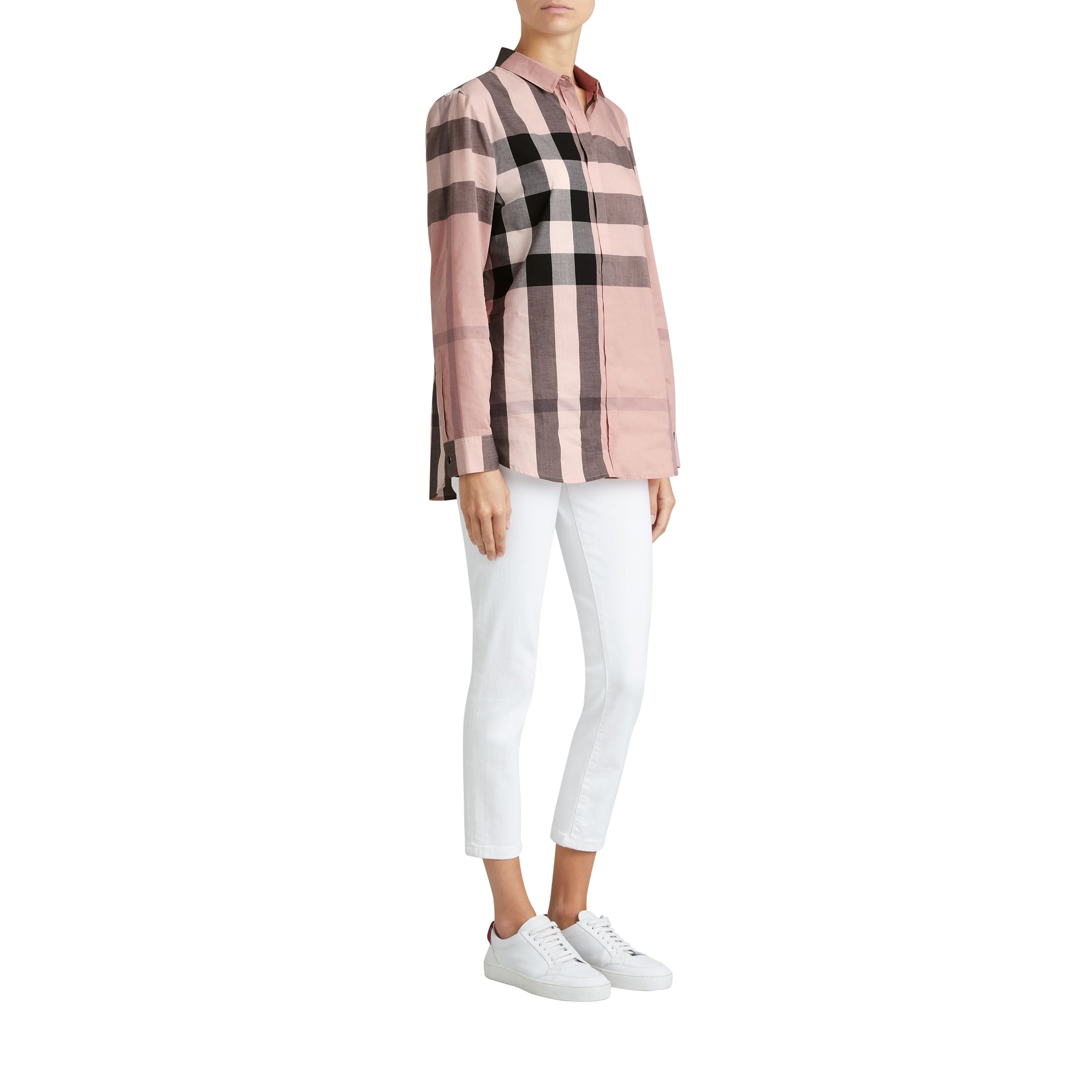 Chemise en coton à motif check - Antique Pink