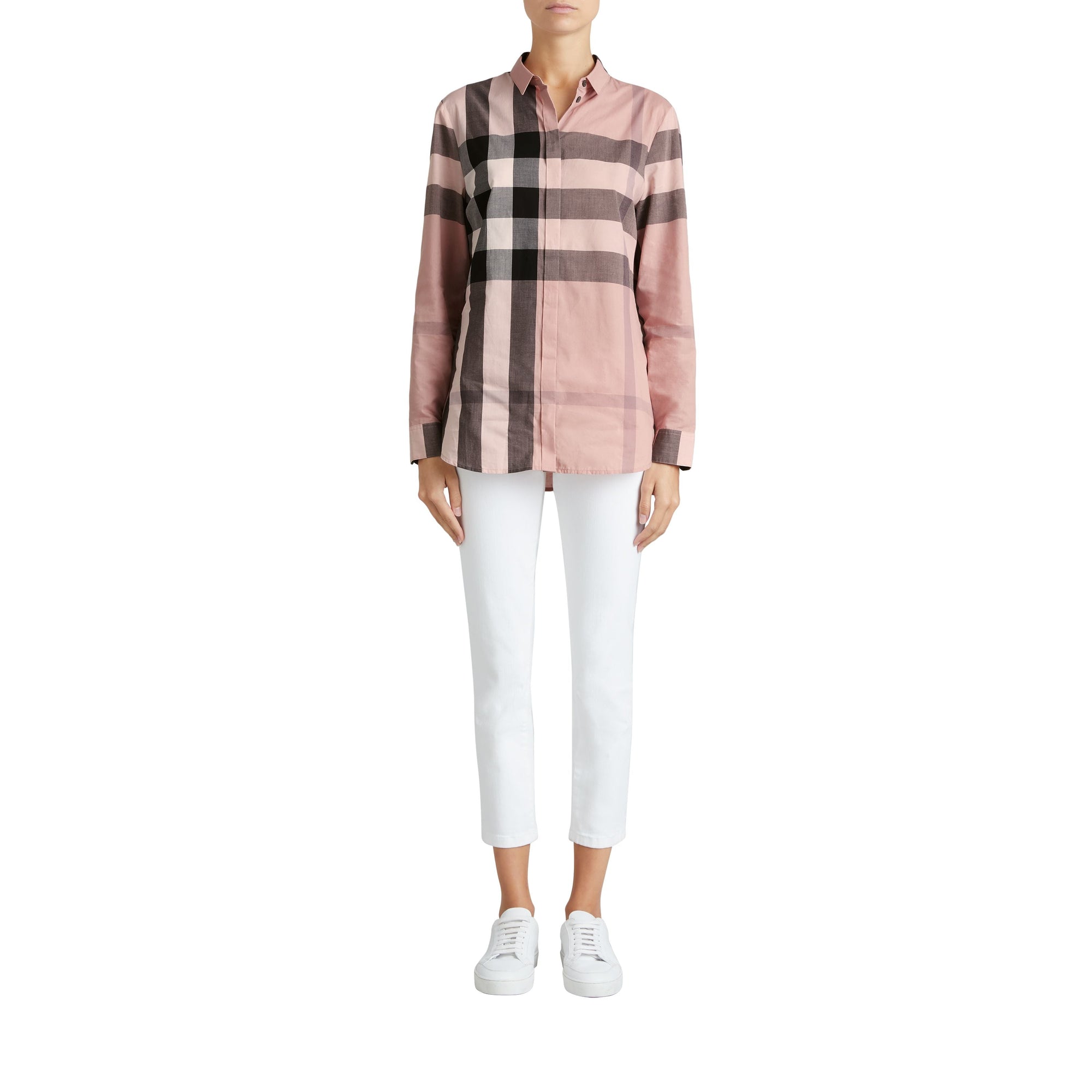 Chemise en coton à motif check - Antique Pink