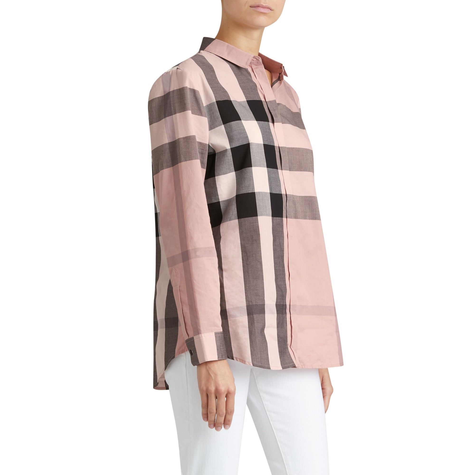 Chemise en coton à motif check - Antique Pink
