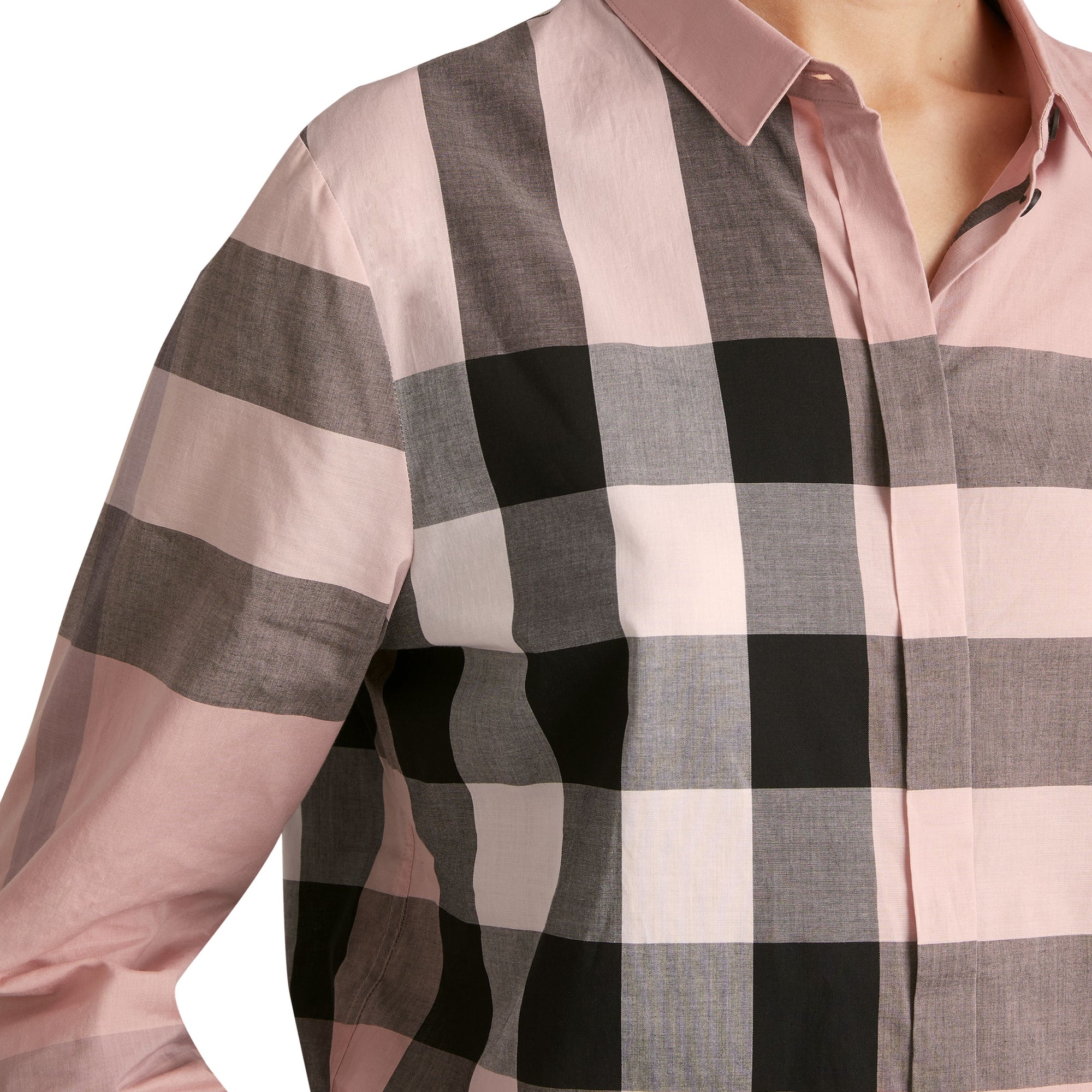 Chemise en coton à motif check - Antique Pink