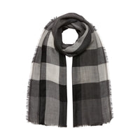 Écharpe légère en cachemire à motif check - Mid Grey