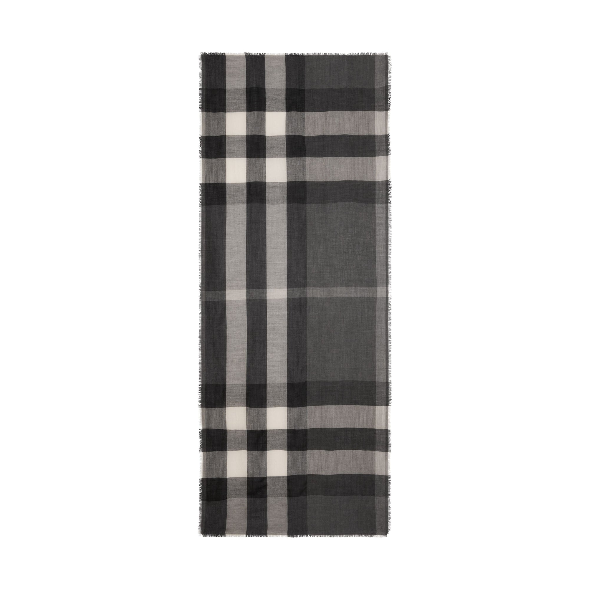 Écharpe légère en cachemire à motif check - Mid Grey