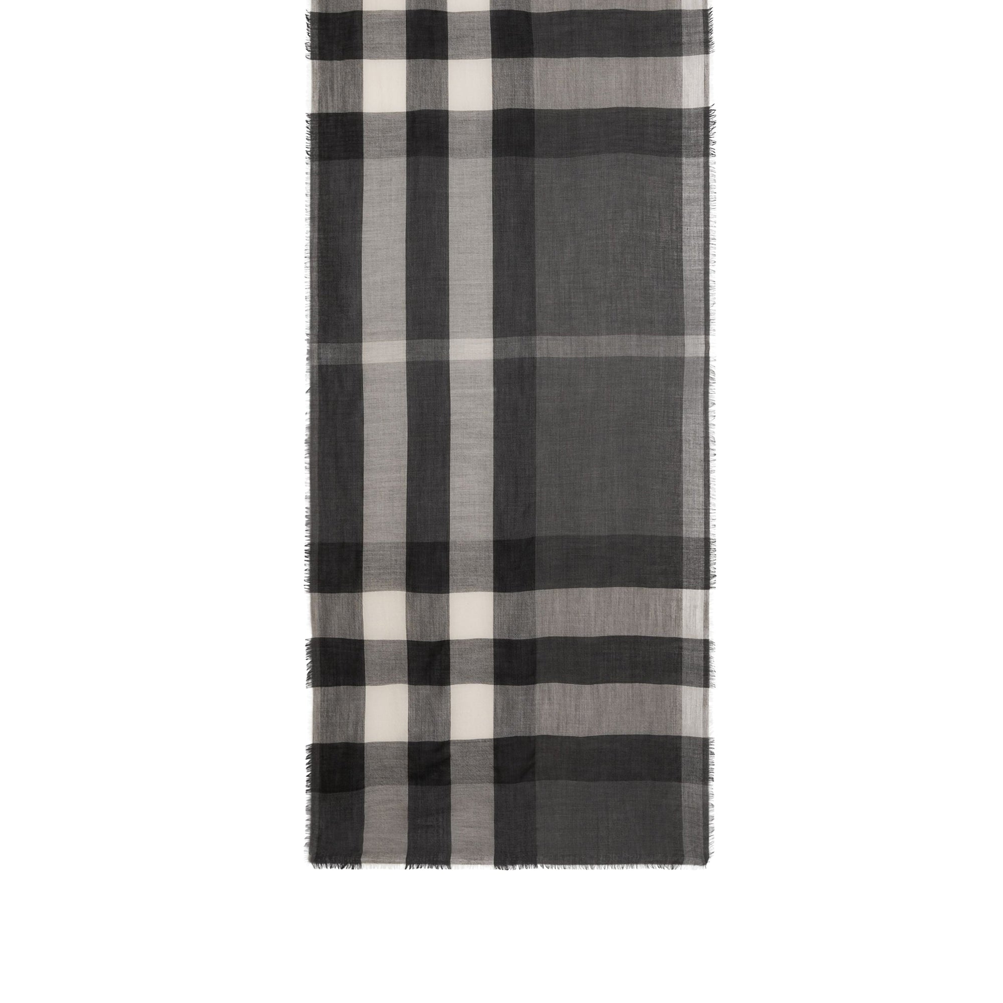 Écharpe légère en cachemire à motif check - Mid Grey