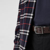 Ceinture réversible en cuir London - Black & Chocolate