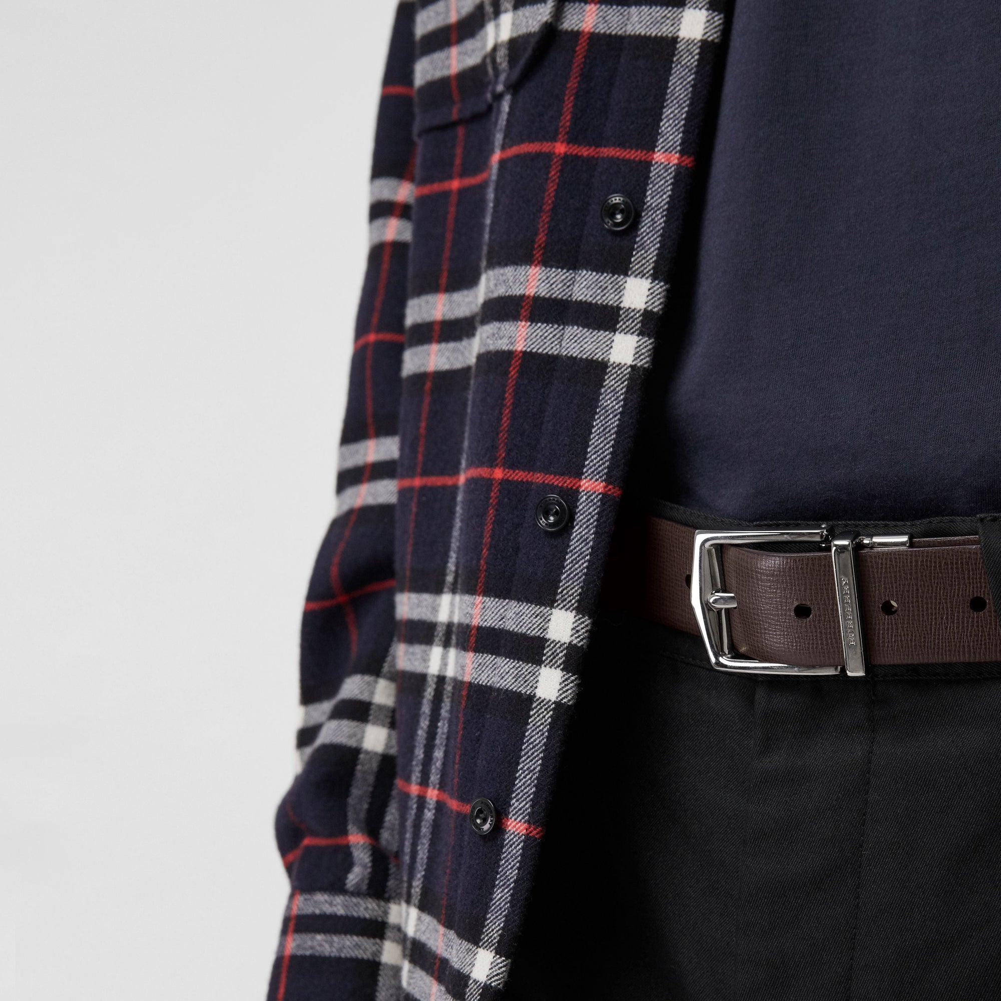 Ceinture réversible en cuir London - Black & Chocolate