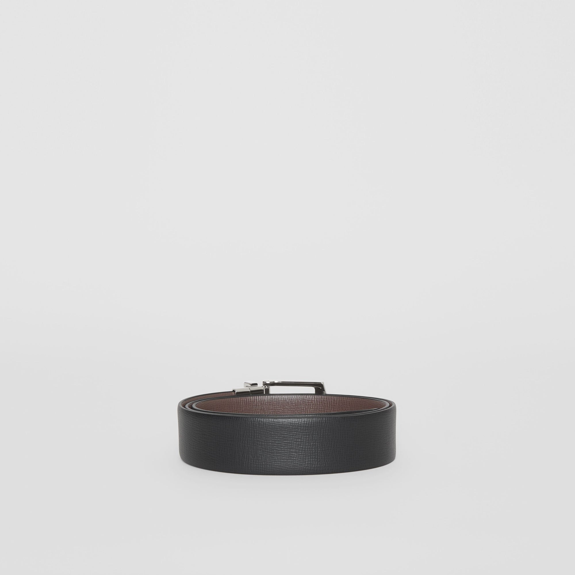 Ceinture réversible en cuir London - Black & Chocolate
