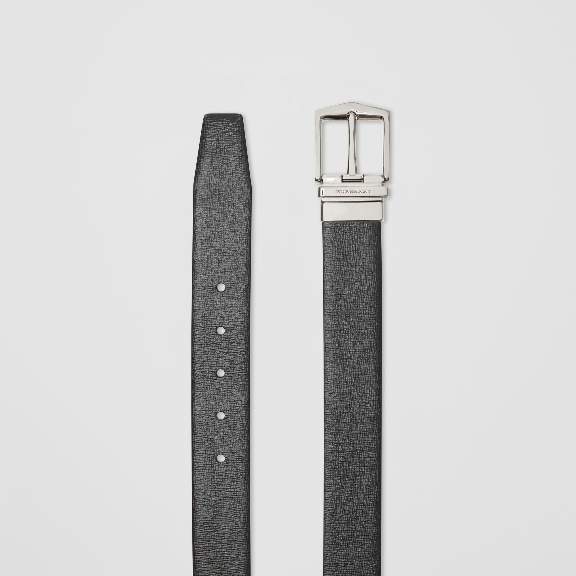 Ceinture réversible en cuir London - Black & Chocolate