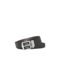 Ceinture réversible en cuir London - Black & Chocolate