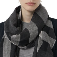 Écharpe légère en laine et cachemire à motif check - Charcoal