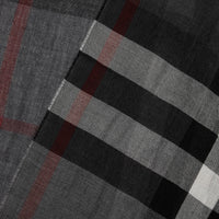 Écharpe légère en laine et cachemire à motif check - Charcoal