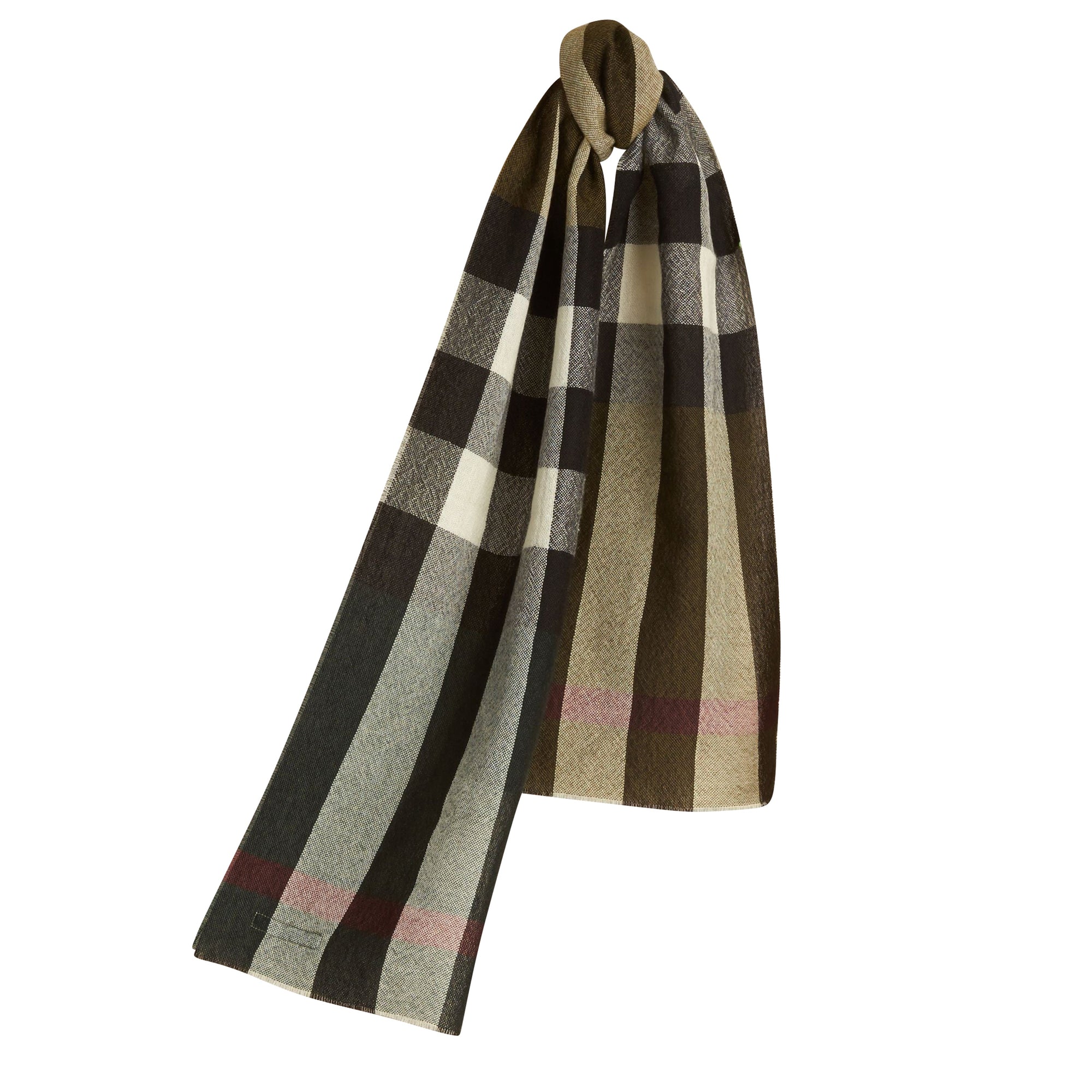 Écharpe en laine et cachemire à motif check - Dark Forest Green