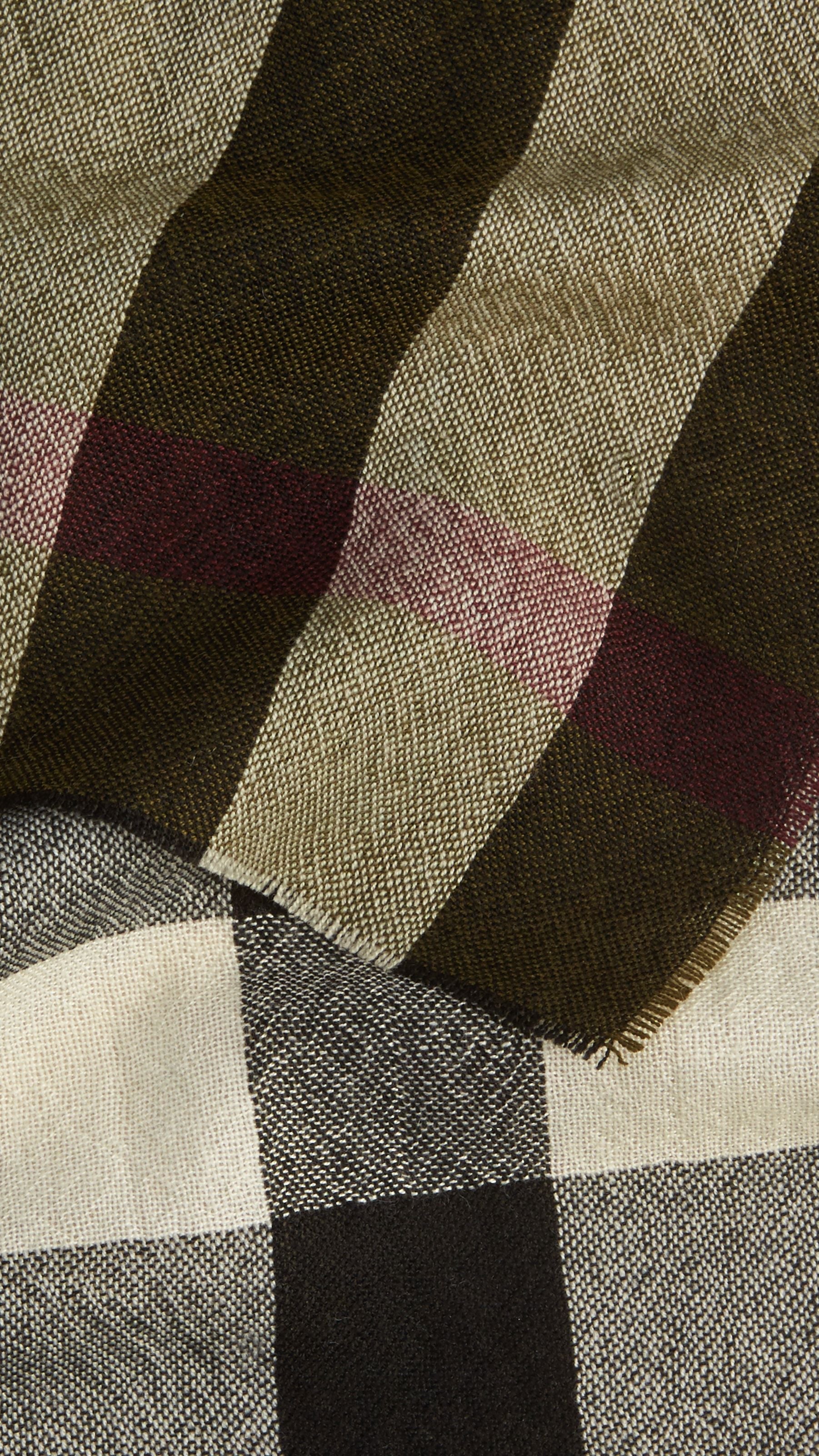 Écharpe en laine et cachemire à motif check - Dark Forest Green