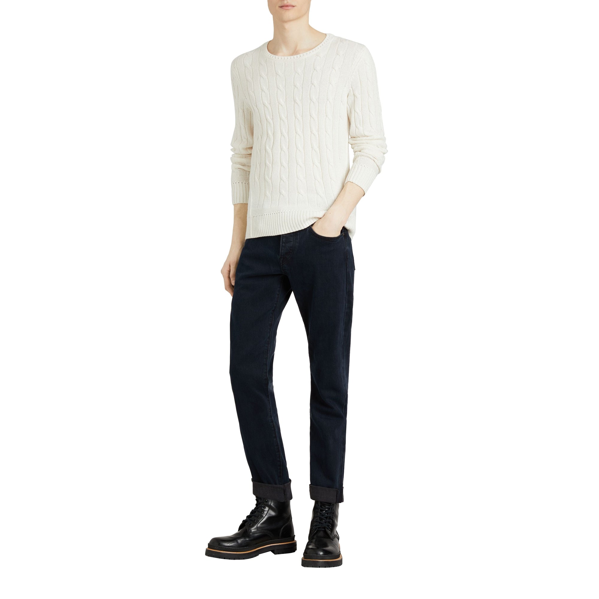 Jean droit en denim stretch - Dark Indigo