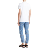 Polo en piqué de coton extensible avec éléments check - White