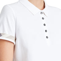 Polo en piqué de coton extensible avec éléments check - White