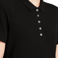Polo en piqué de coton extensible avec éléments check - Black