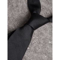 Cravate étroite en soie à motif check - Charcoal