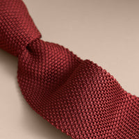Cravate fine en maille de soie - Deep Claret