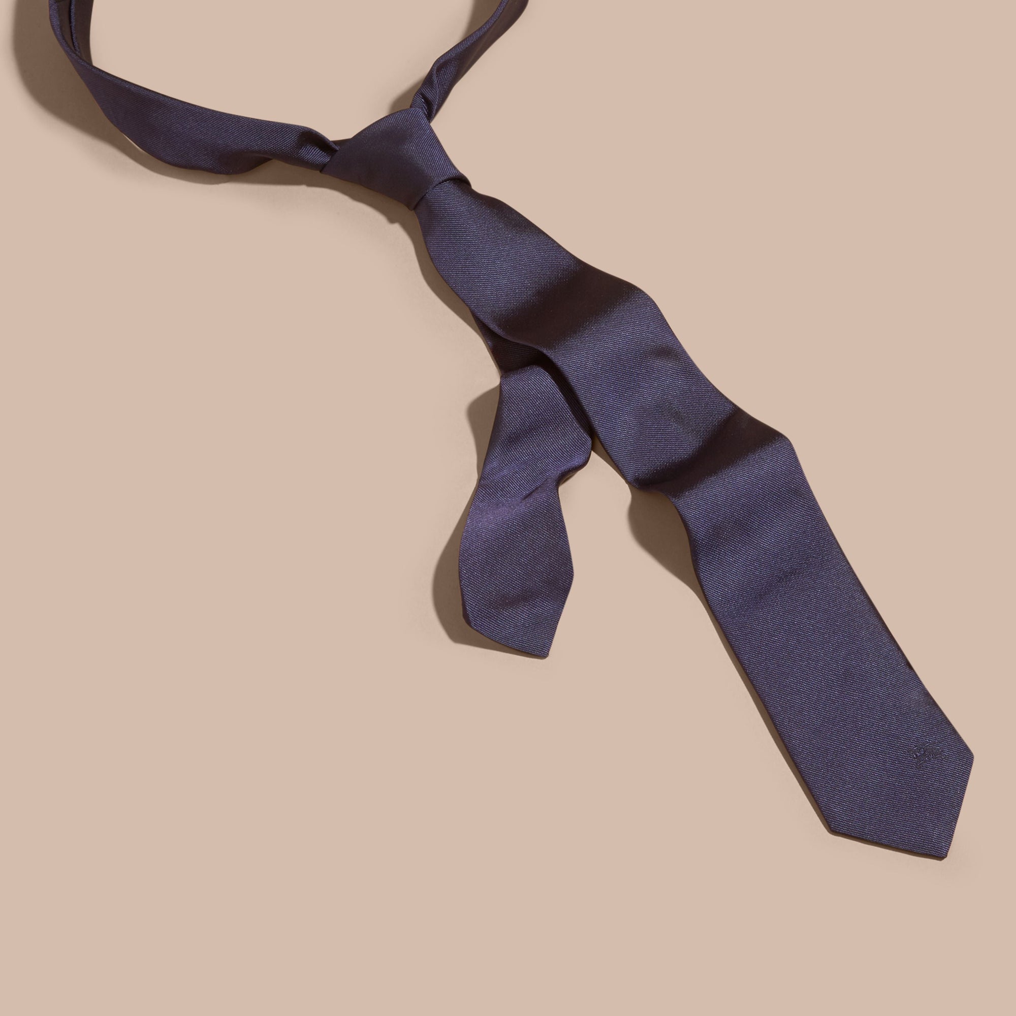 Cravate fine en sergé de soie - Navy