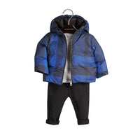 Veste rembourrée en duvet réversible avec motif check - Navy