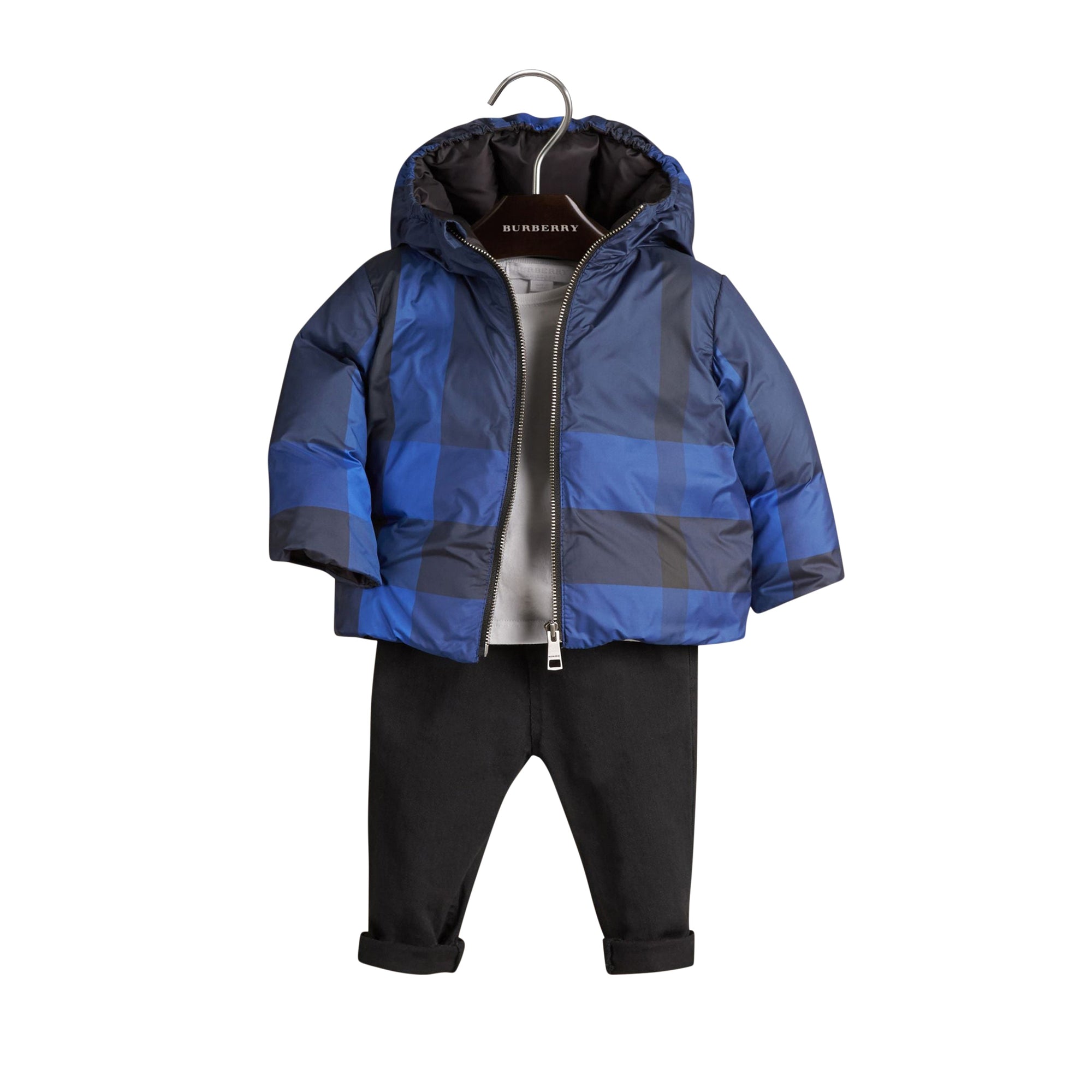Veste rembourrée en duvet réversible avec motif check - Navy