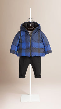 Veste rembourrée en duvet réversible avec motif check - Navy