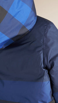 Veste rembourrée en duvet réversible avec motif check - Navy