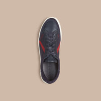 Tennis en toile check et cuir - Navy