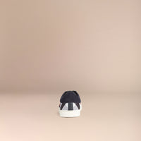 Tennis en toile check et cuir - Navy