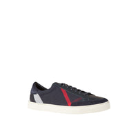 Tennis en toile check et cuir - Navy