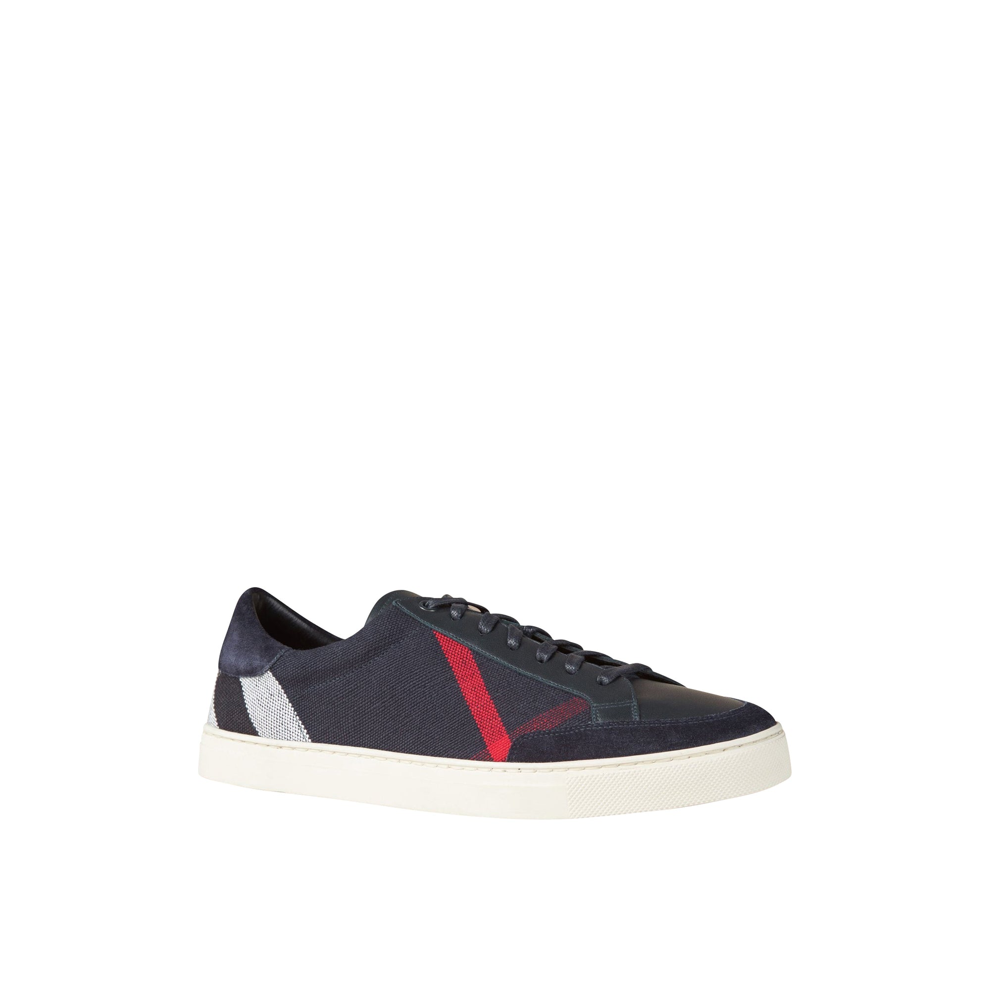 Tennis en toile check et cuir - Navy