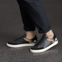 Tennis en cuir avec motif House check - Black