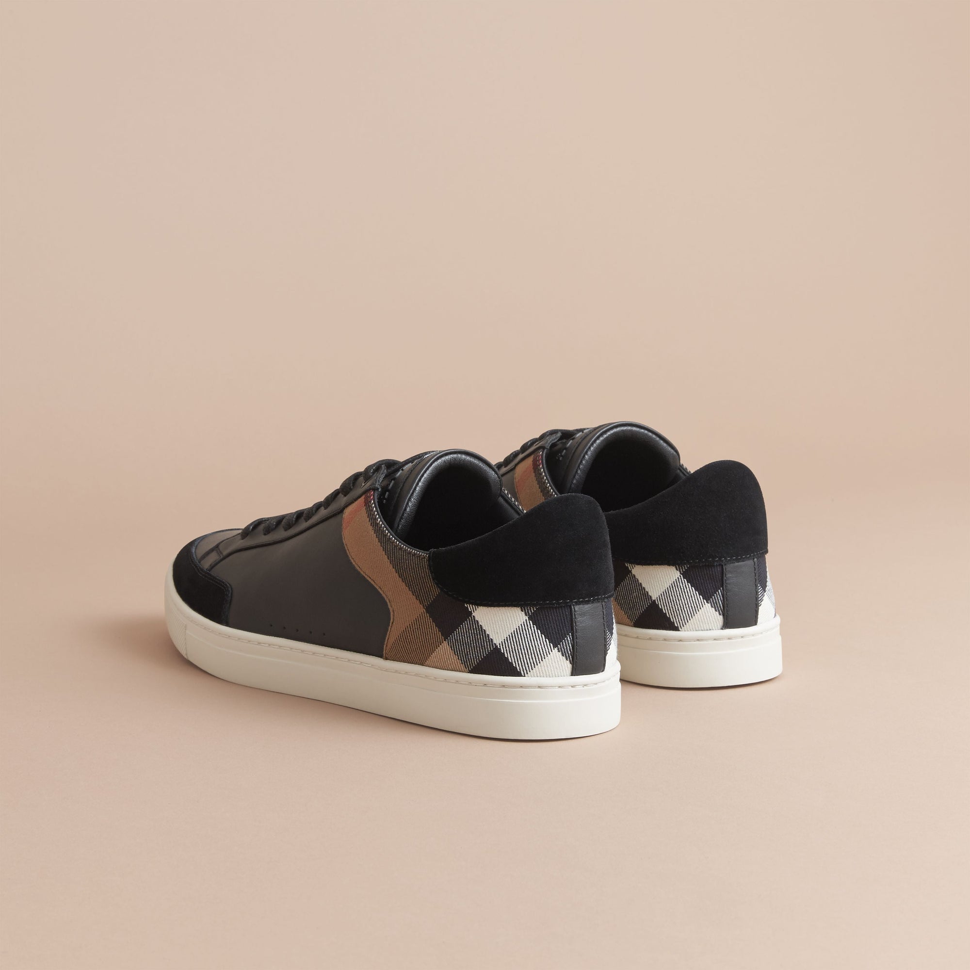 Tennis en cuir avec motif House check - Black