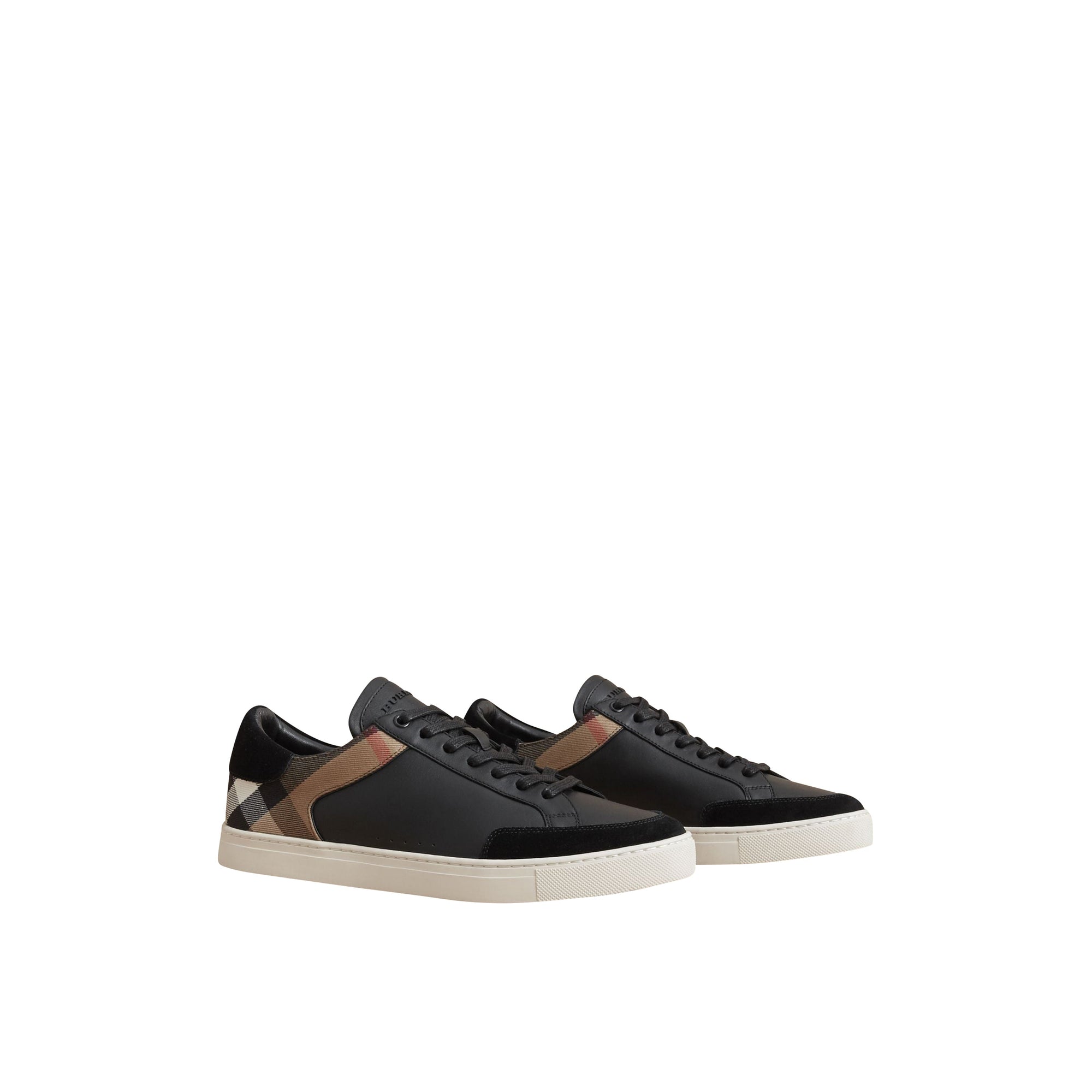 Tennis en cuir avec motif House check - Black