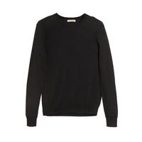 Pull à col ras du cou en laine mérinos avec ornements check - Black
