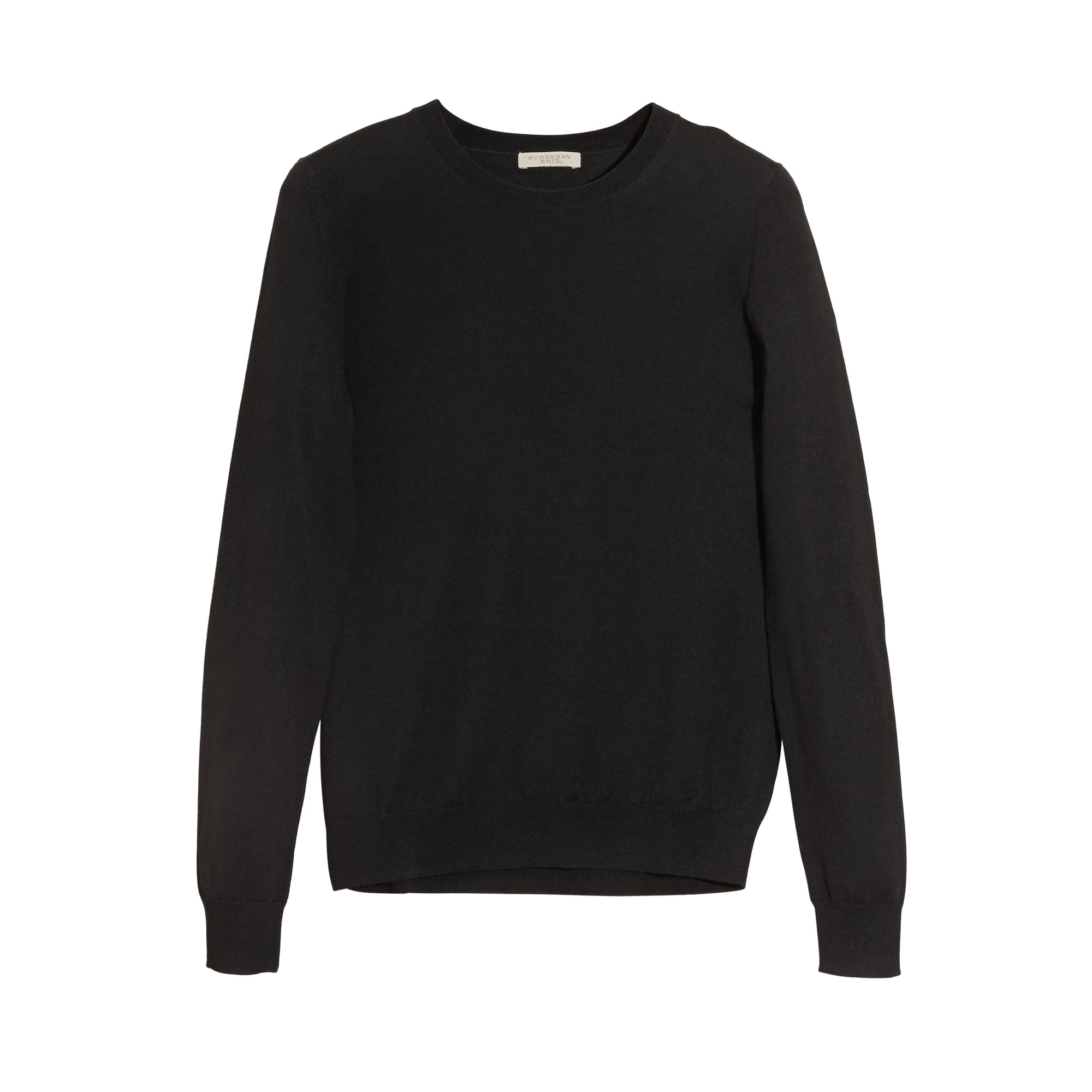 Pull à col ras du cou en laine mérinos avec ornements check - Black