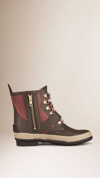 Bottines de pluie color-block - Garnet Pink