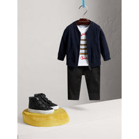 Cardigan en coton avec ornements check - Navy