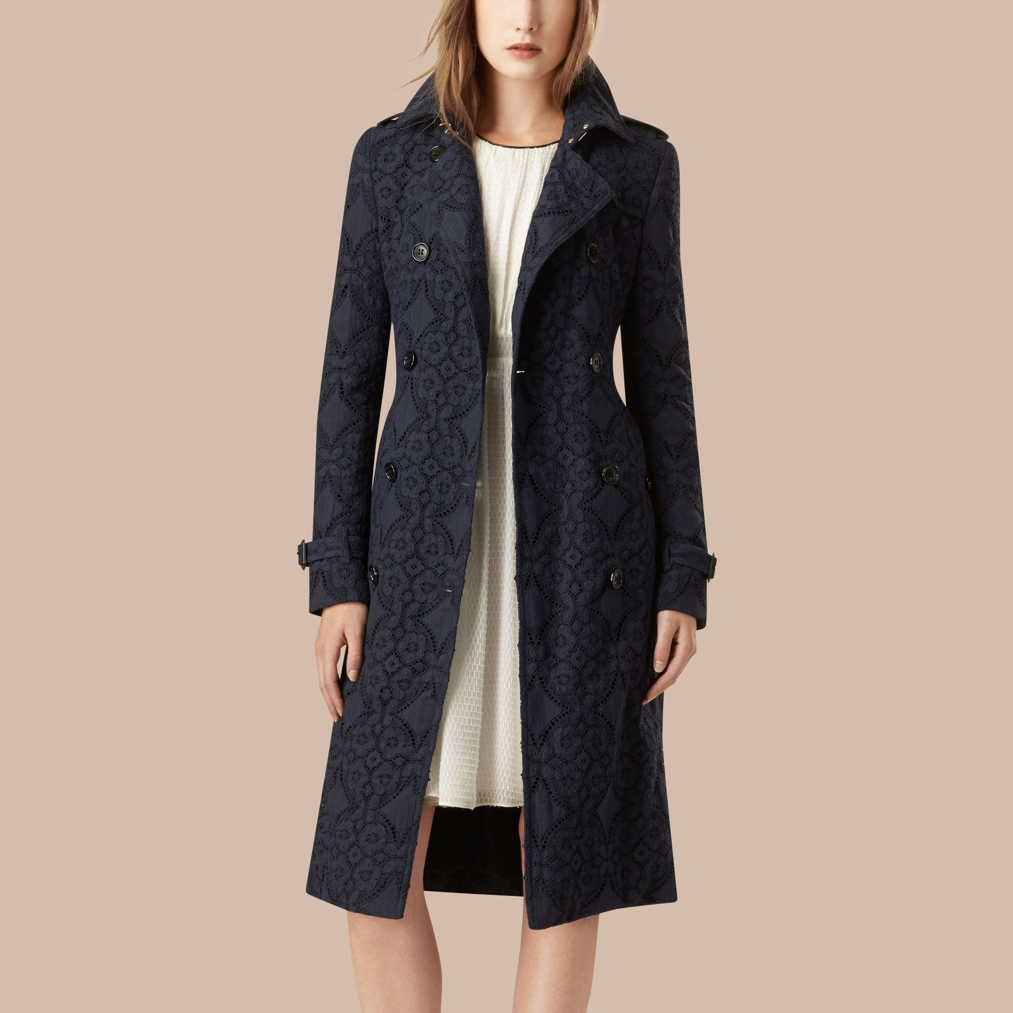 Trench-coat en dentelle de gabardine - Ink