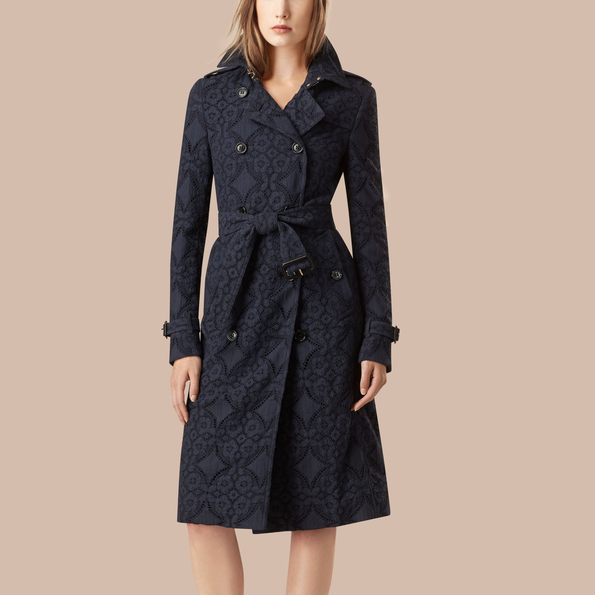 Trench-coat en dentelle de gabardine - Ink