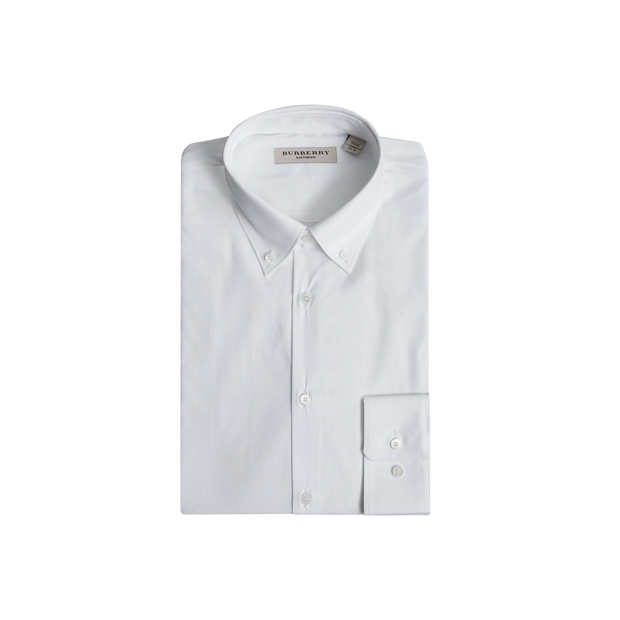 Chemise ajustée en coton extensible à col boutonné - White