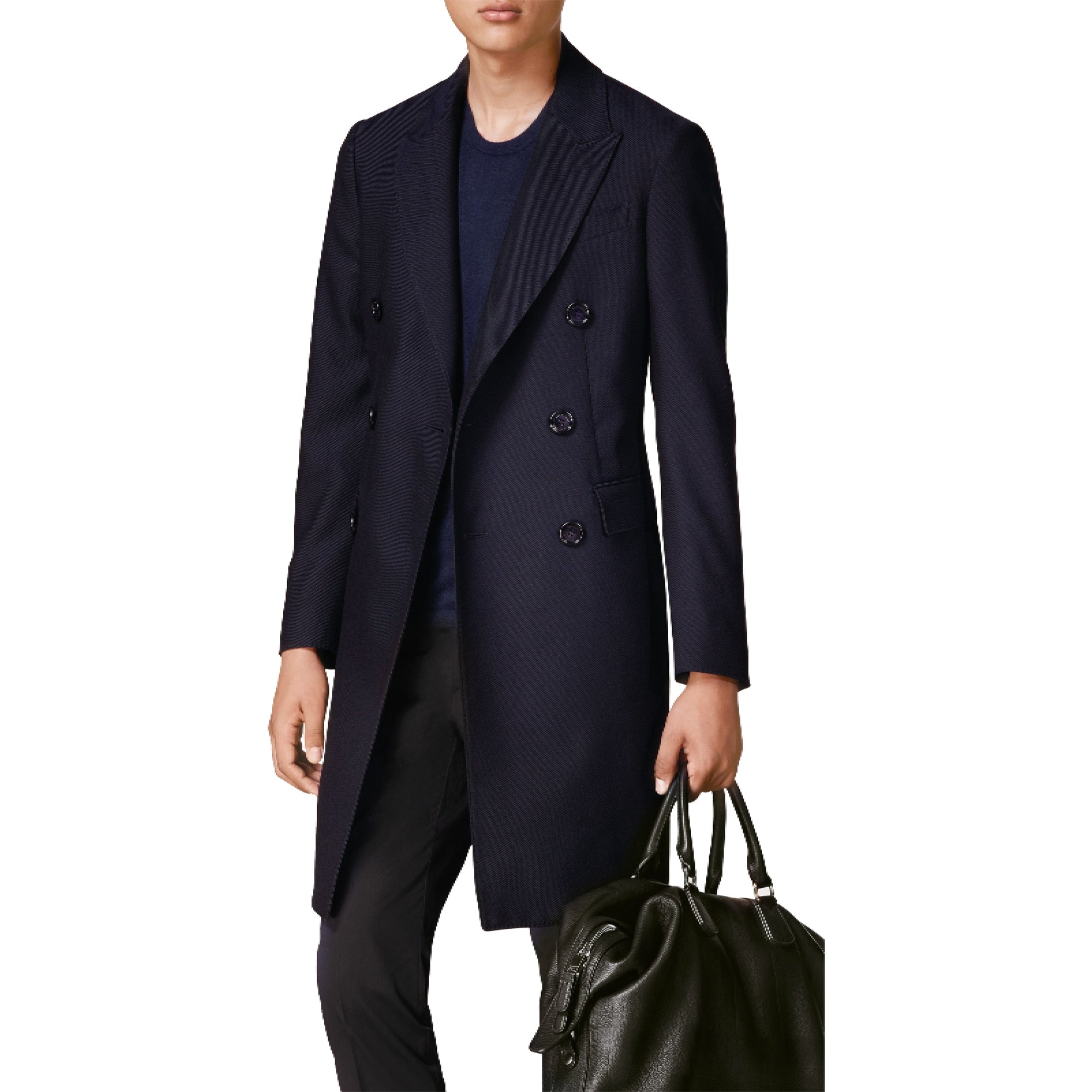 Manteau ajusté en laine légère - Ink