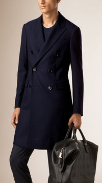 Manteau ajusté en laine légère - Ink
