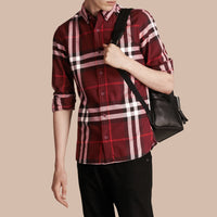 Chemise en flanelle de coton à motif check - Claret