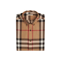Chemise en flanelle de coton à motif check - Camel