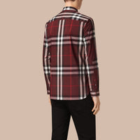 Chemise en coton extensible à motif check - Claret