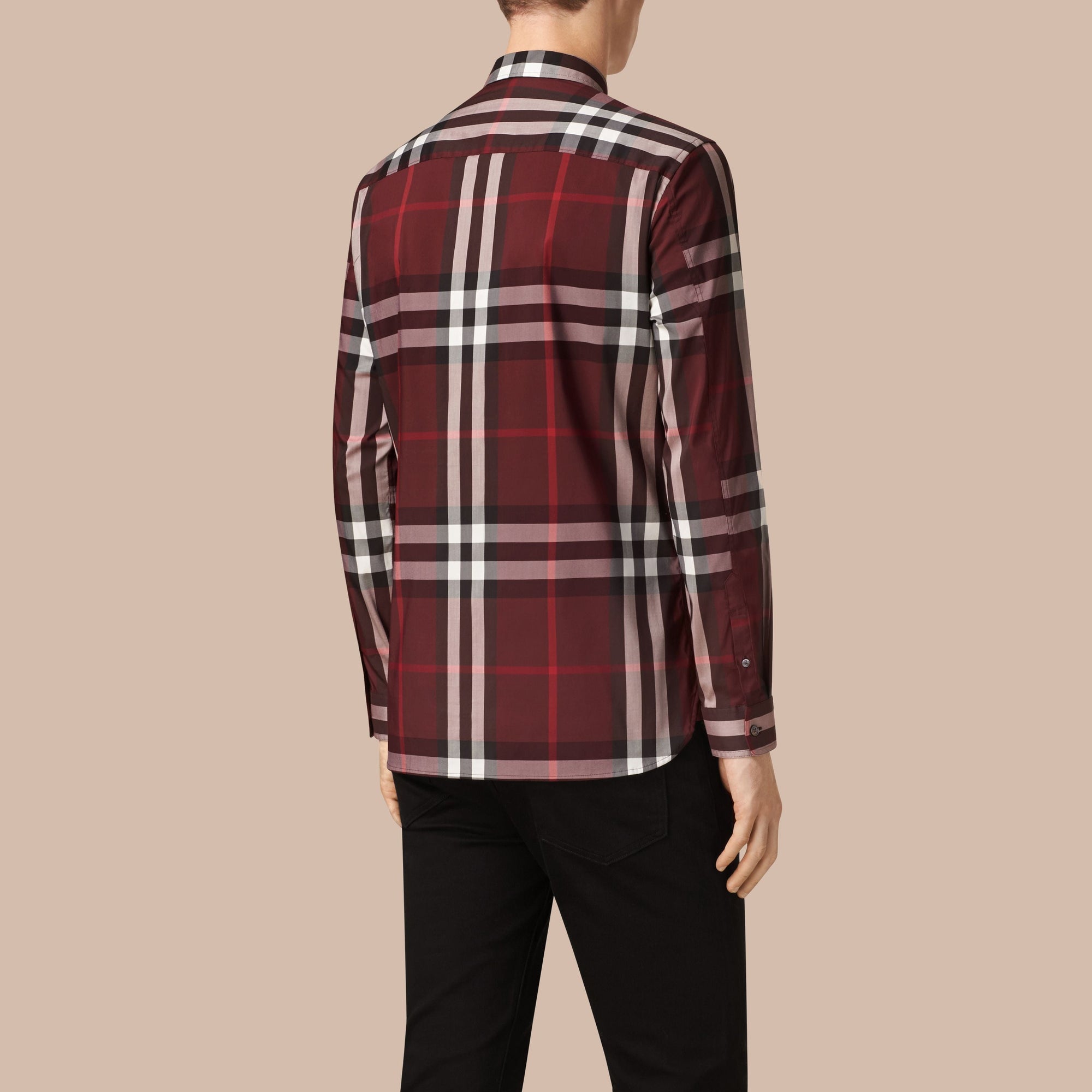 Chemise en coton extensible à motif check - Claret