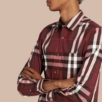 Chemise en coton extensible à motif check - Claret