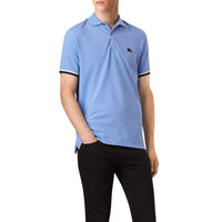 Polo en piqué de coton avec revers de manche contrastants - Hydrangea Blue